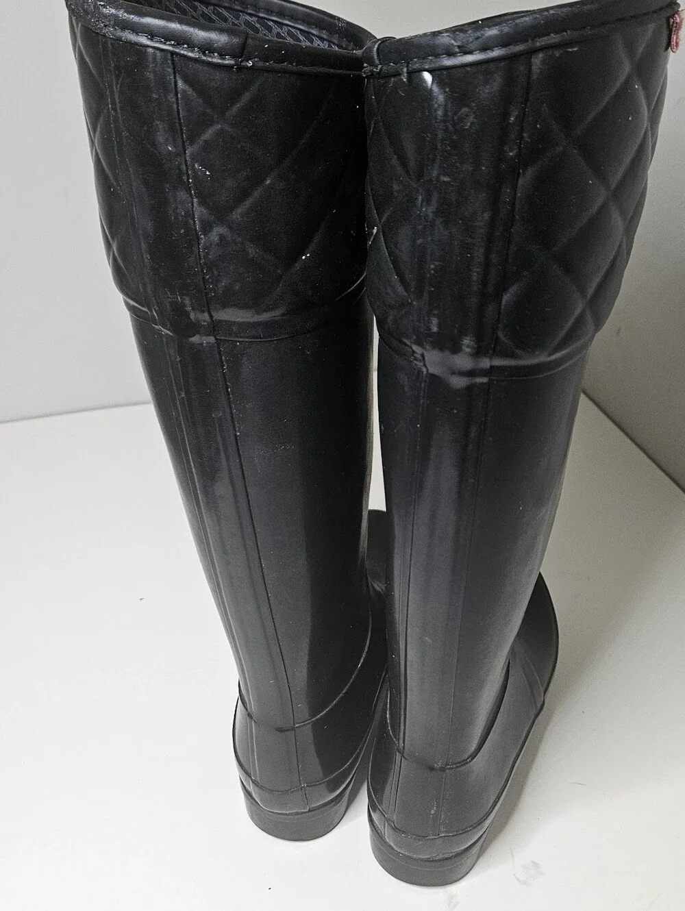 Hunter Boots Regent Rigley Quilted Riding Rain Black Rubber Women's 6